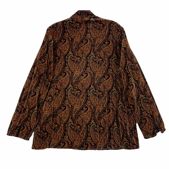 Vintage Paisley Quilted Velvet Like Jacket Coat Toggle Buttons Mandarin Collar - Picture 6 of 16